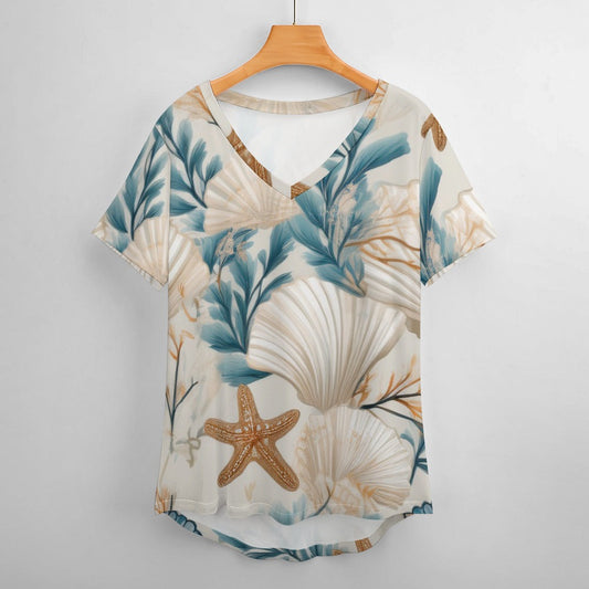 V Neck Short-sleeve Shirt Inkedjoy
