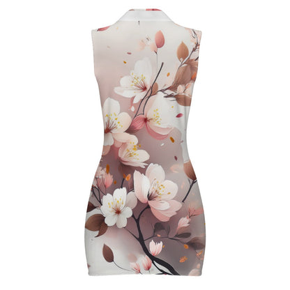Short Sleeve Dress with Short Zipper Inkedjoy