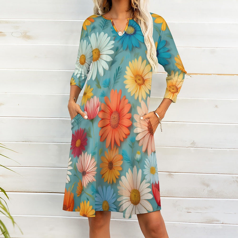 Daisy Print Dress Inkedjoy