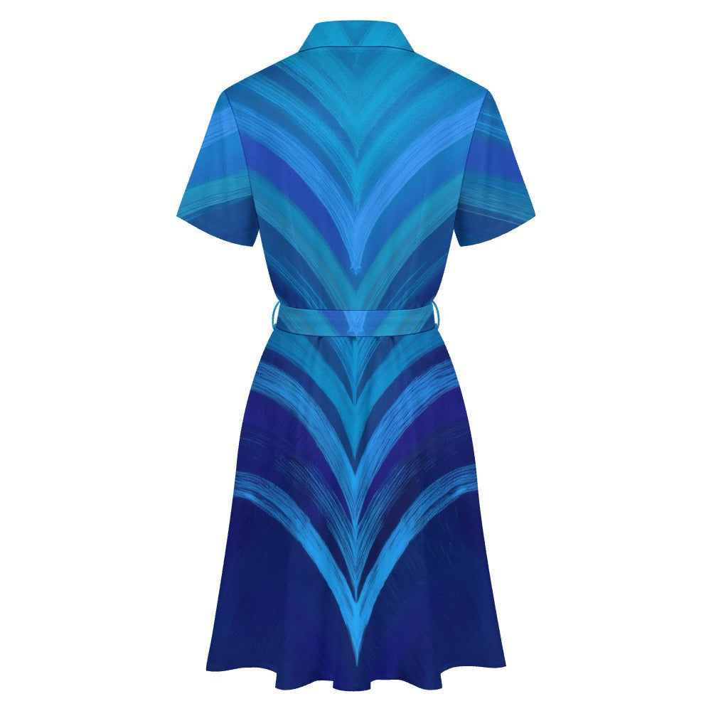 Short-sleeved collared dress Inkedjoy