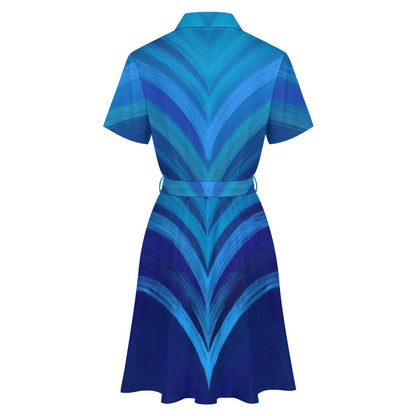 Short-sleeved collared dress Inkedjoy