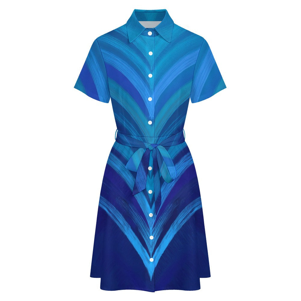 Short-sleeved collared dress Inkedjoy