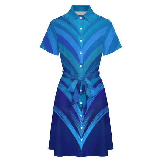 Short-sleeved collared dress Inkedjoy