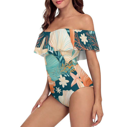 Off-Shoulder One-Piece Swimsuit Inkedjoy