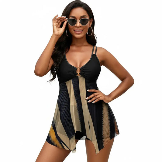 Mesh Split Skirt Swimsuit Suit Inkedjoy