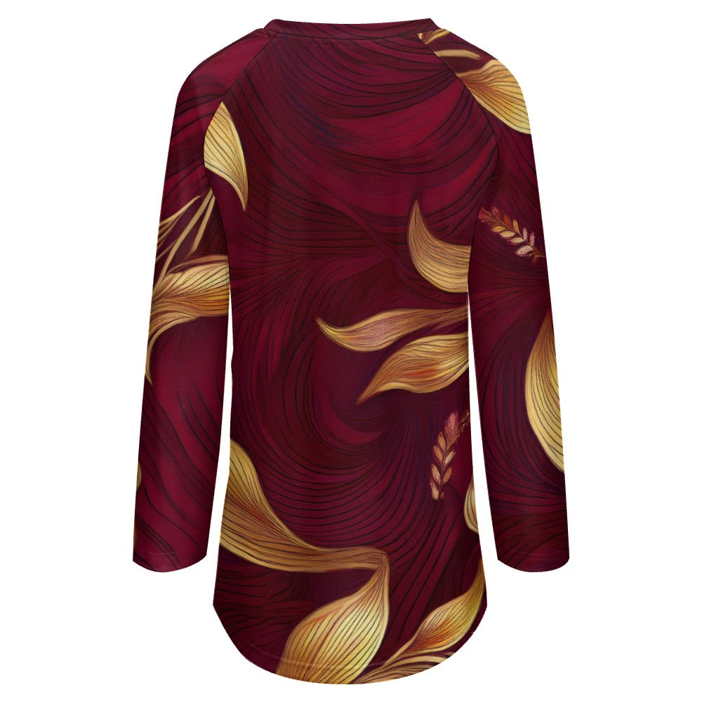 Long Crew Neck Long Sleeve T-Shirt Inkedjoy