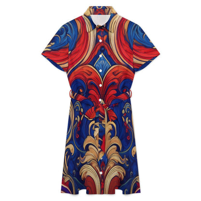 Short-sleeved collared dress Inkedjoy