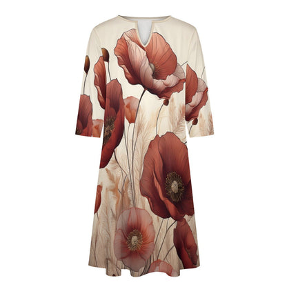 7-point sleeve dress Inkedjoy