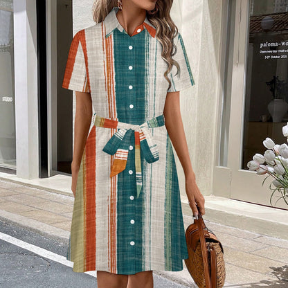 Short-sleeved collared dress