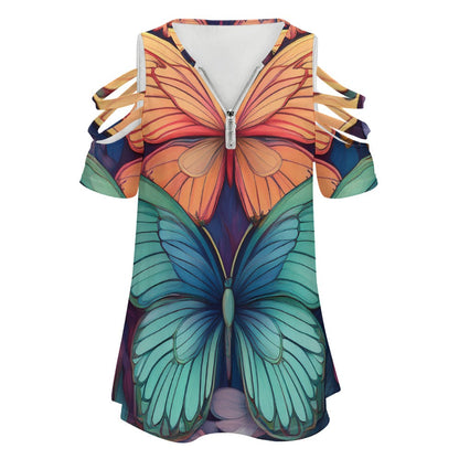 Zip Off Shoulder Top Inkedjoy