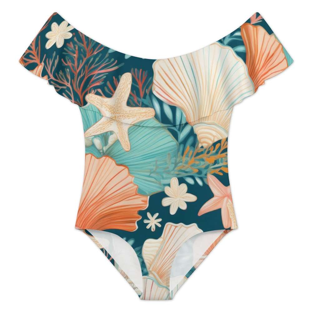 Off-Shoulder One-Piece Swimsuit Inkedjoy