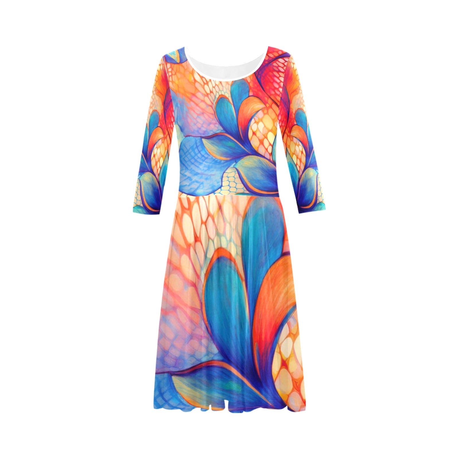 Half-Sleeve Skater Dress Inkedjoy