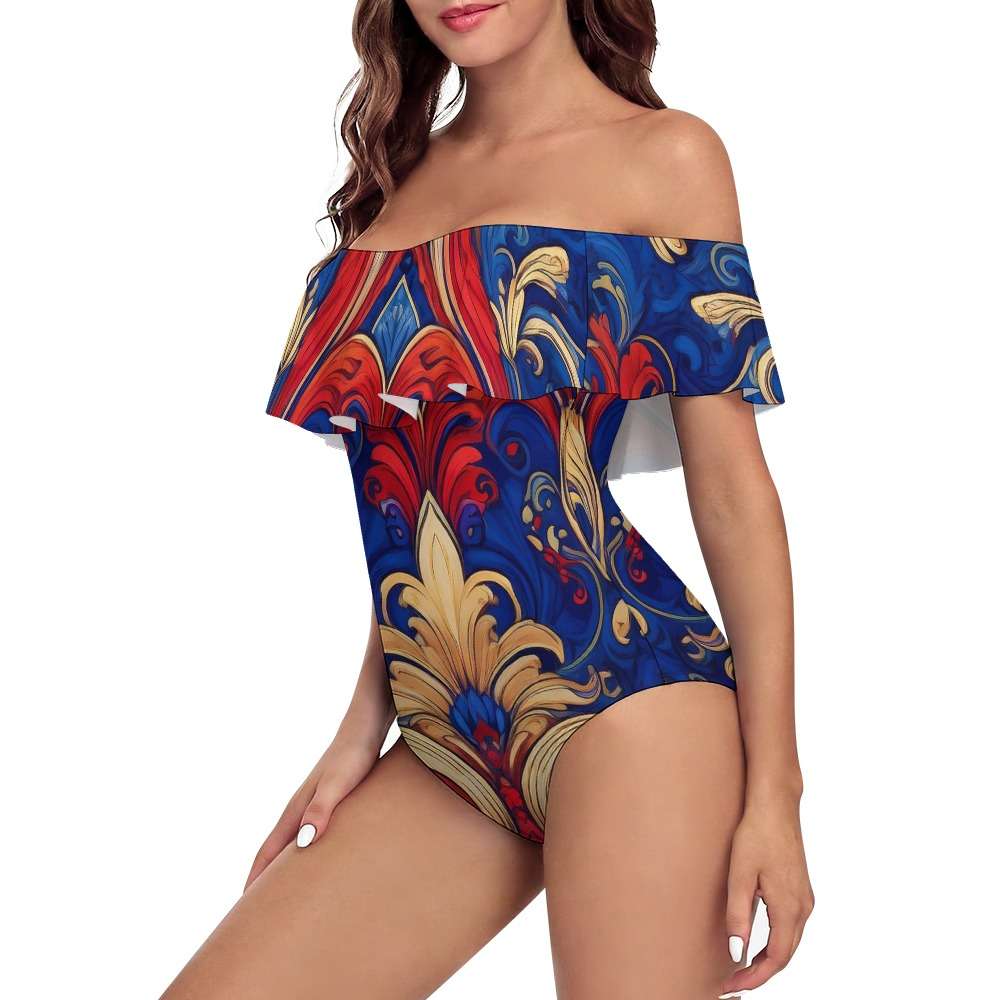 Off-Shoulder One-Piece Swimsuit Inkedjoy
