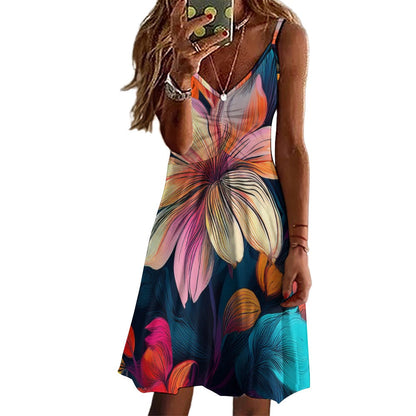Floral Long suspender dress Inkedjoy