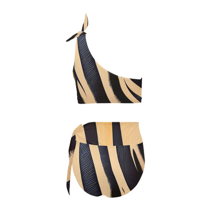 High Waist One Shoulder Bikini Set Inkedjoy