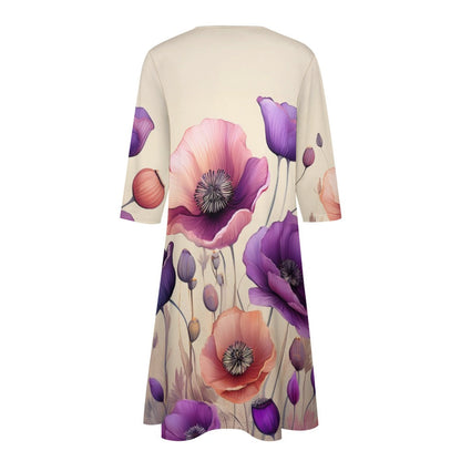 7-point sleeve dress Inkedjoy