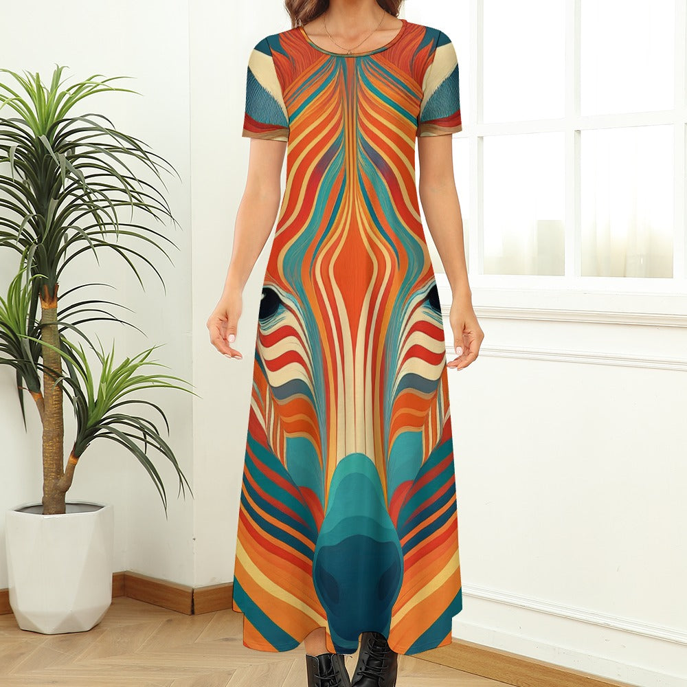 Short Sleeve Zebra Dress (No Pockets) Inkedjoy