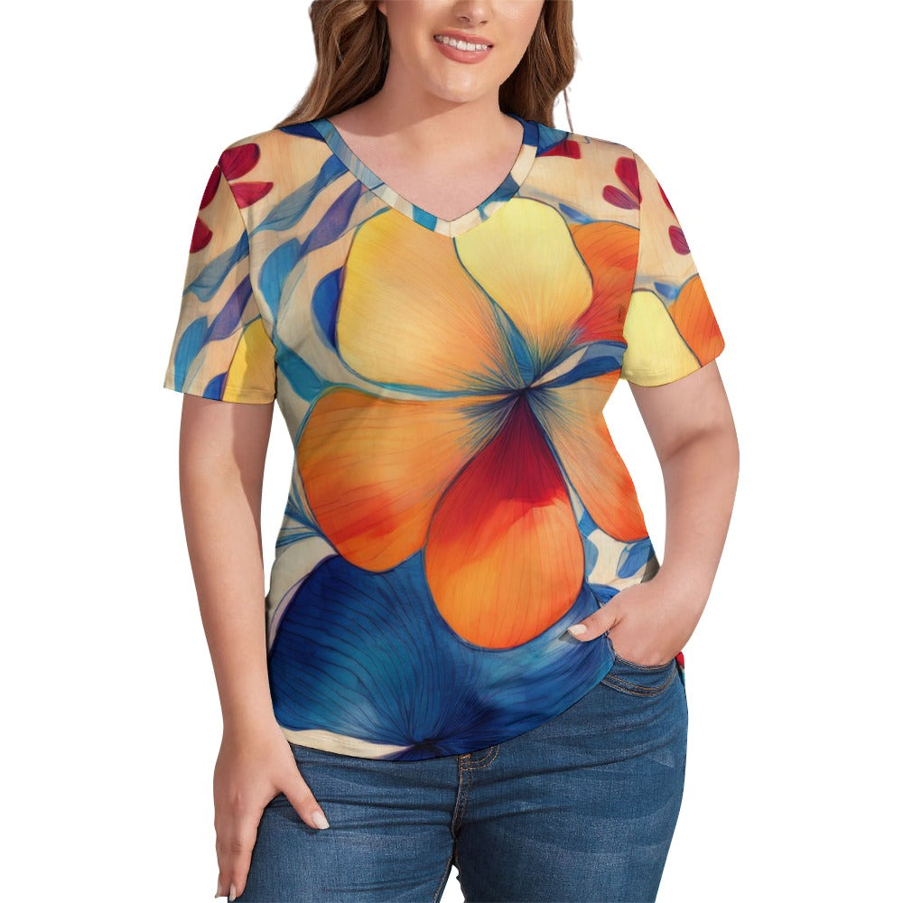 V Neck Short-sleeve Shirt Inkedjoy