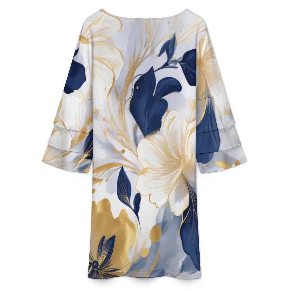 Lotus leaf sleeve dress Inkedjoy