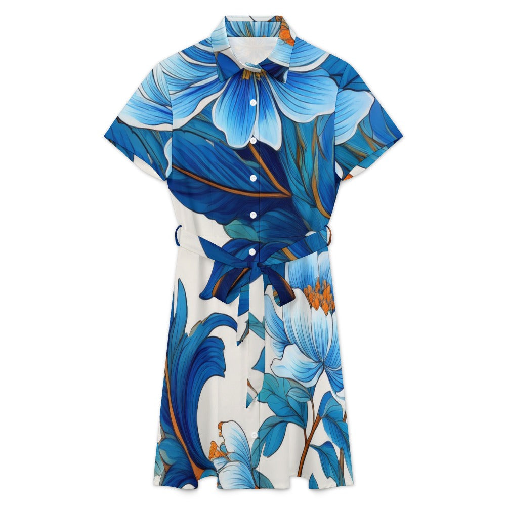 Short-sleeved collared dress Inkedjoy
