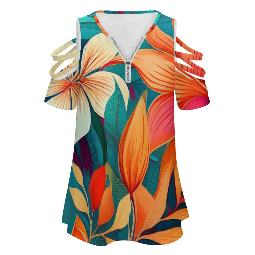 Zip Off Shoulder Top Inkedjoy