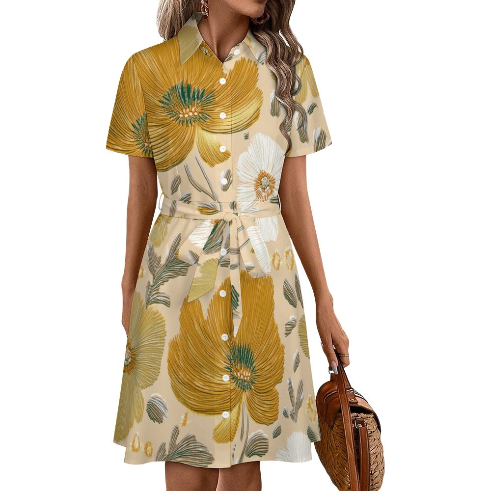 Short-sleeved collared dress