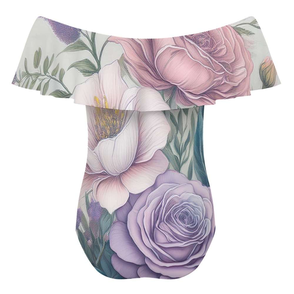 Off-Shoulder One-Piece Swimsuit Inkedjoy