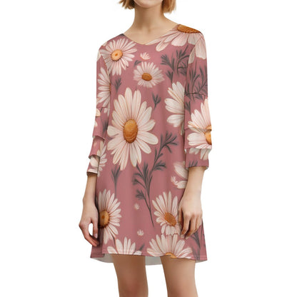 Lotus leaf sleeve dress Inkedjoy