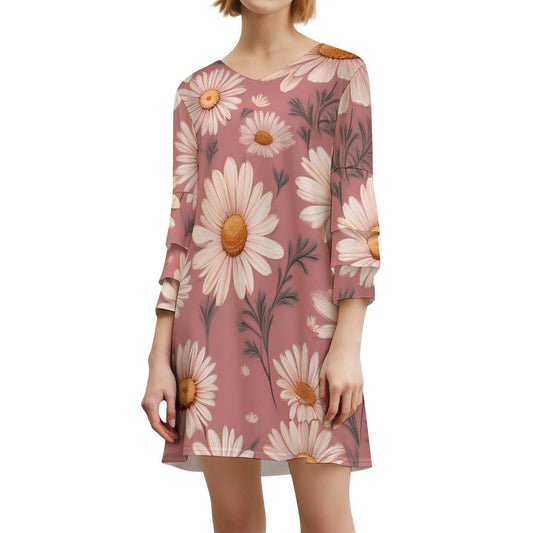 Lotus leaf sleeve dress Inkedjoy