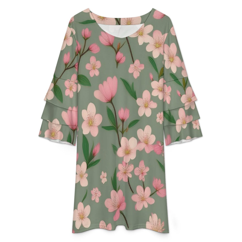 Lotus leaf sleeve dress Inkedjoy