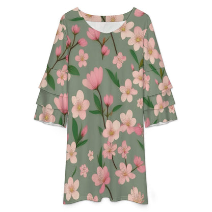 Lotus leaf sleeve dress Inkedjoy