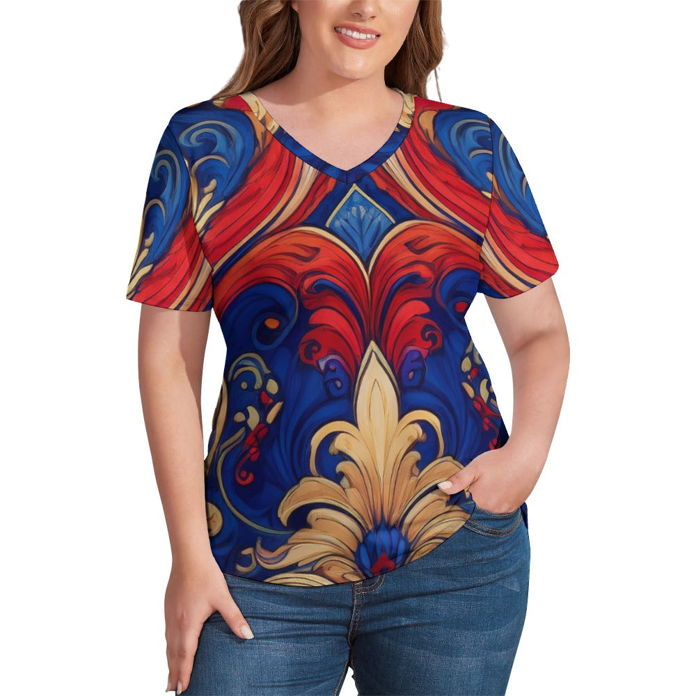 V Neck Short-sleeve Shirt Inkedjoy