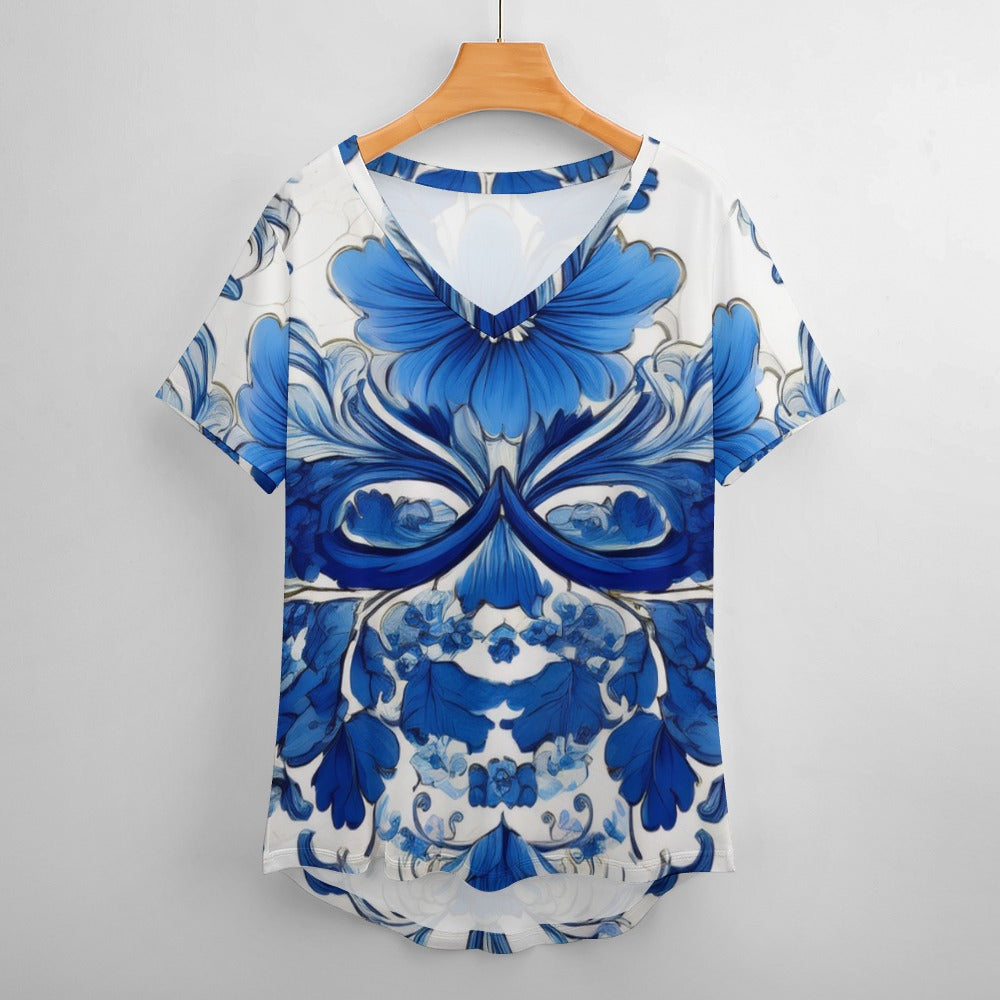 V Neck Short-sleeve Shirt Inkedjoy