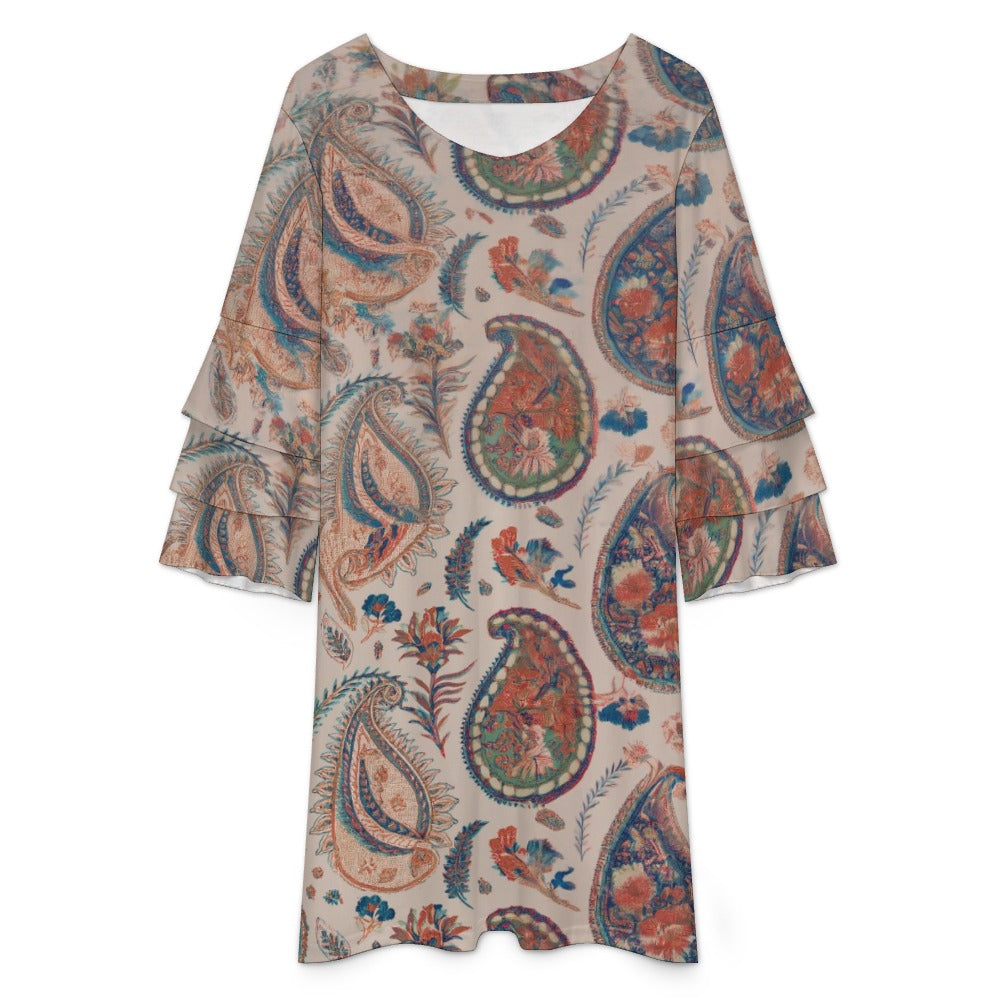 Lotus leaf sleeve dress Inkedjoy
