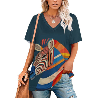V Neck Short-sleeve Shirt Inkedjoy