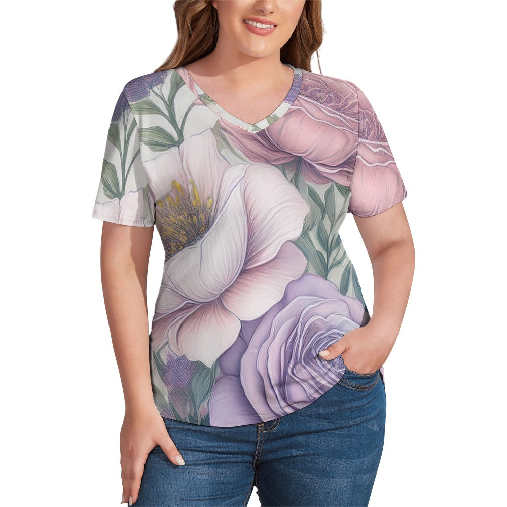 V Neck Short-sleeve Shirt Inkedjoy