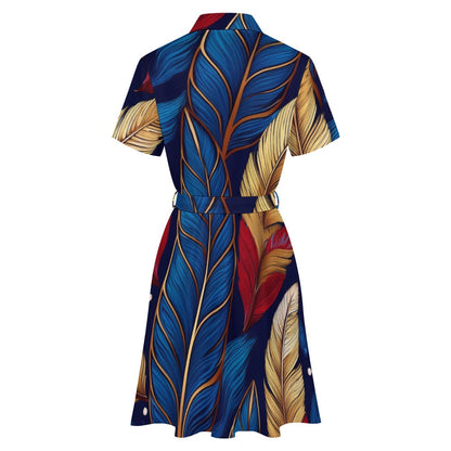 Short-sleeved collared dress Inkedjoy