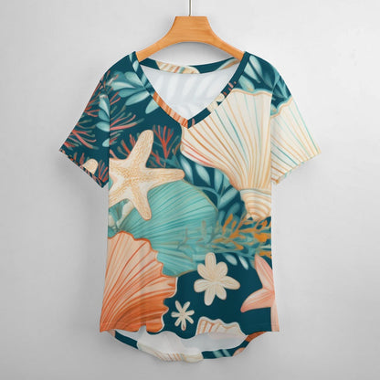 V Neck Short-sleeve Shirt Inkedjoy