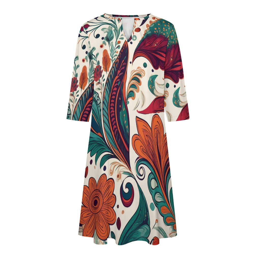 7-point sleeve dress Inkedjoy