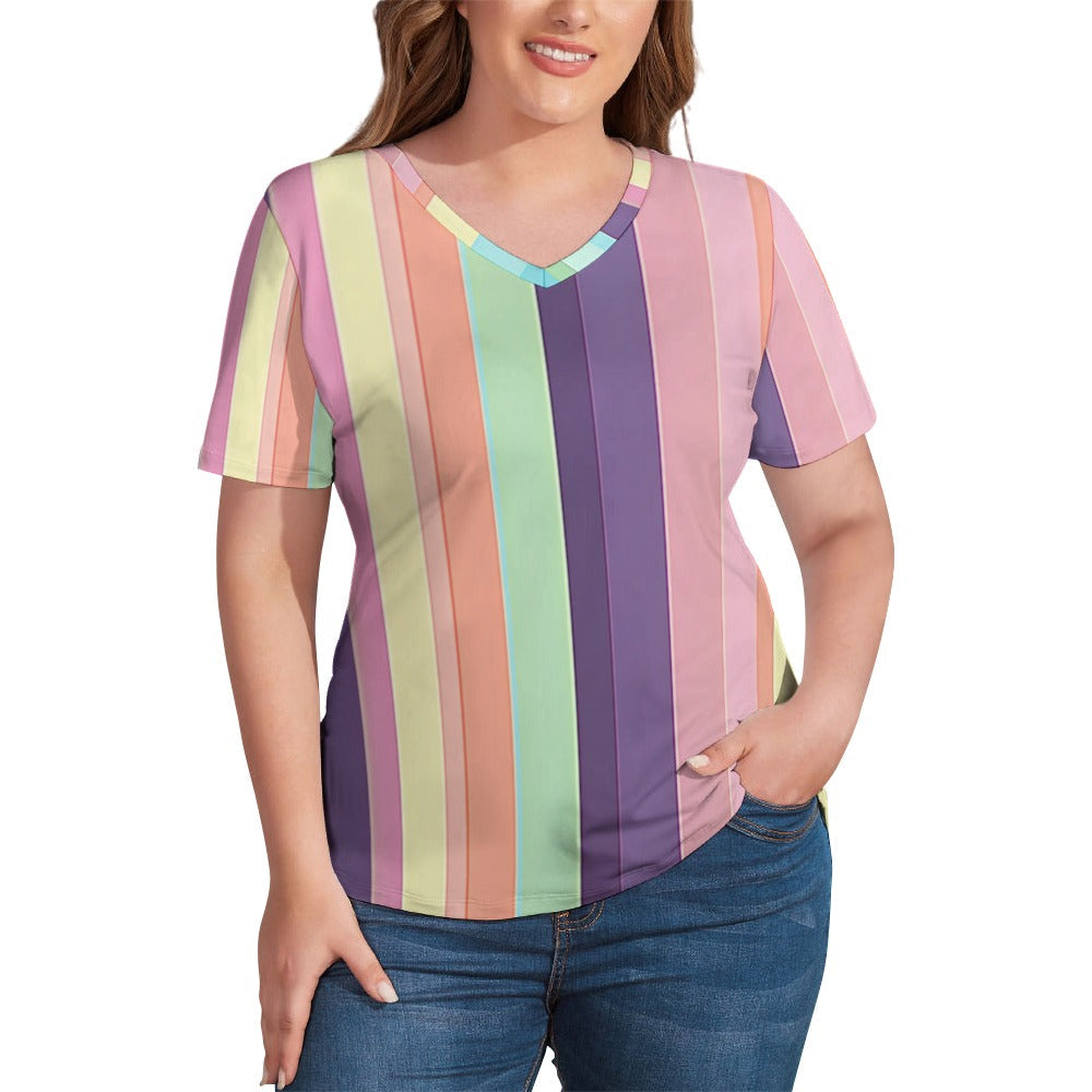 V Neck Short-sleeve Shirt Inkedjoy