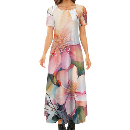Blossom Short Sleeve Dress (No Pockets) Inkedjoy