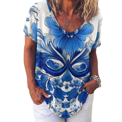 V Neck Short-sleeve Shirt Inkedjoy