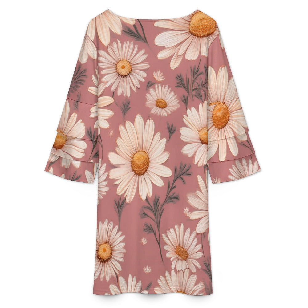 Lotus leaf sleeve dress Inkedjoy