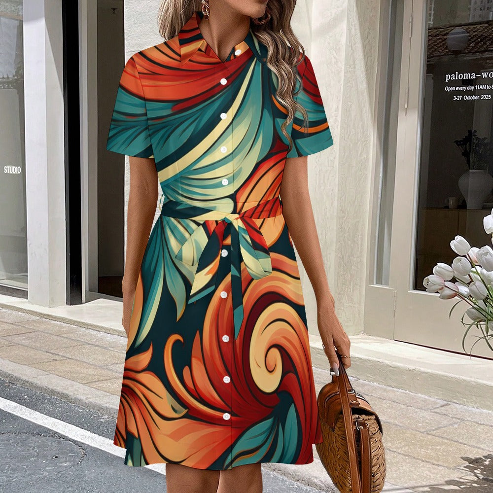 Short-sleeved collared dress