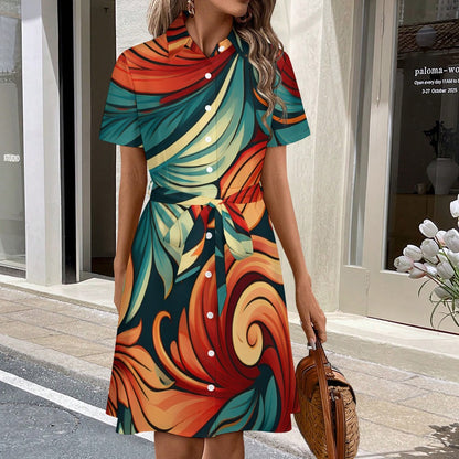 Short-sleeved collared dress