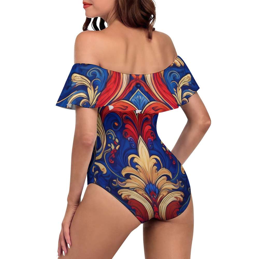 Off-Shoulder One-Piece Swimsuit Inkedjoy