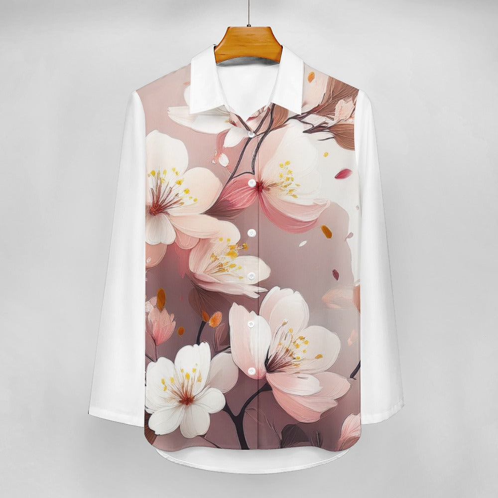 Flower Print Irregular Hem Shirt Inkedjoy