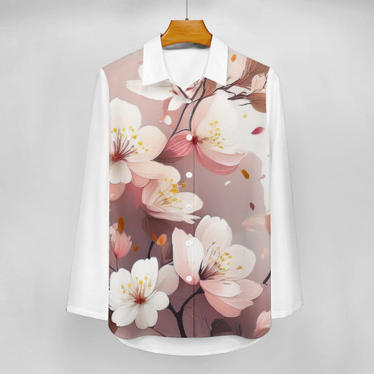 Flower Print Irregular Hem Shirt Inkedjoy