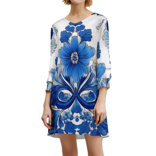 Lotus leaf sleeve dress Inkedjoy