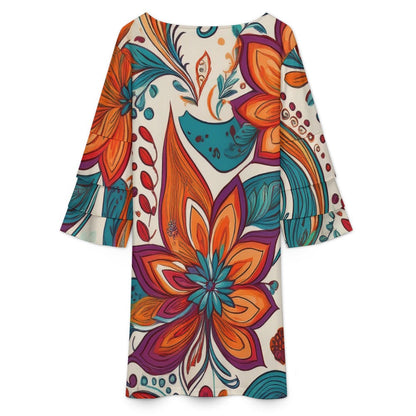 Lotus leaf sleeve dress Inkedjoy